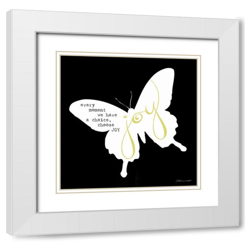 Joy White Modern Wood Framed Art Print with Double Matting by Marrott, Stephanie