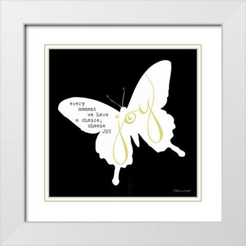 Joy White Modern Wood Framed Art Print with Double Matting by Marrott, Stephanie
