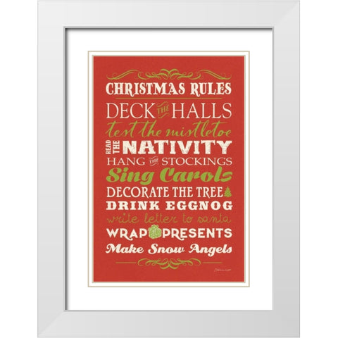 Christmas Rules II White Modern Wood Framed Art Print with Double Matting by Marrott, Stephanie