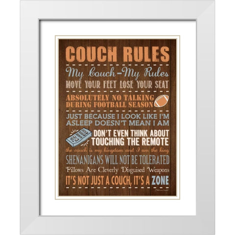 Couch Rules White Modern Wood Framed Art Print with Double Matting by Marrott, Stephanie