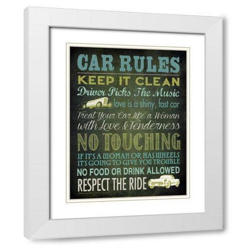 Car Rules White Modern Wood Framed Art Print with Double Matting by Marrott, Stephanie