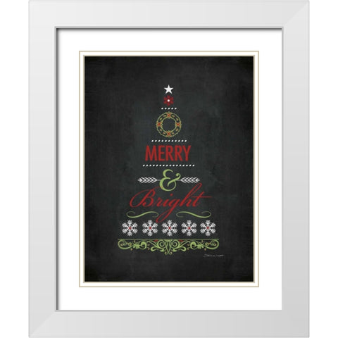 Merry and Bright White Modern Wood Framed Art Print with Double Matting by Marrott, Stephanie