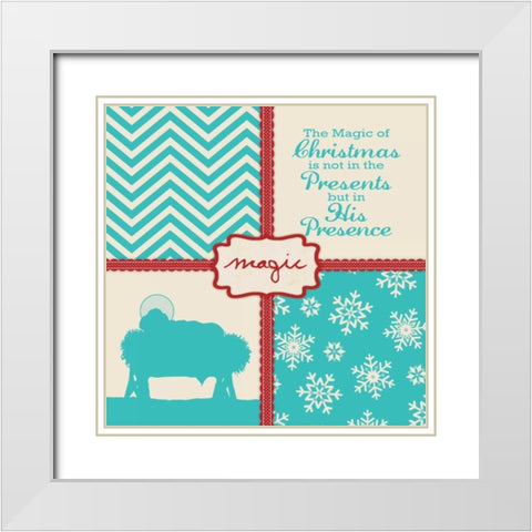 His Presence - Blue White Modern Wood Framed Art Print with Double Matting by Marrott, Stephanie