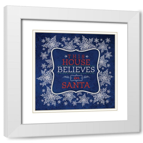 This House Blue White Modern Wood Framed Art Print with Double Matting by Marrott, Stephanie
