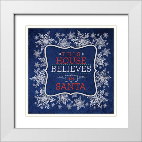 This House Blue White Modern Wood Framed Art Print with Double Matting by Marrott, Stephanie