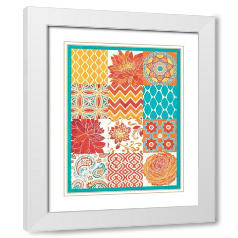 Bright Tiles 12 Patch White Modern Wood Framed Art Print with Double Matting by Marrott, Stephanie