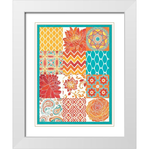 Bright Tiles 12 Patch White Modern Wood Framed Art Print with Double Matting by Marrott, Stephanie