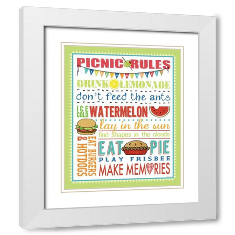 Picnic Rules White Modern Wood Framed Art Print with Double Matting by Marrott, Stephanie
