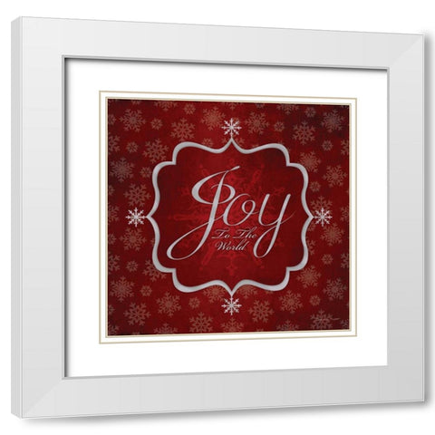 Joy - Red and Silver White Modern Wood Framed Art Print with Double Matting by Marrott, Stephanie