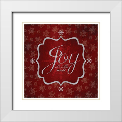 Joy - Red and Silver White Modern Wood Framed Art Print with Double Matting by Marrott, Stephanie