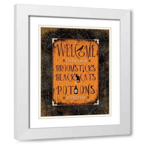 Welcome   White Modern Wood Framed Art Print with Double Matting by Marrott, Stephanie