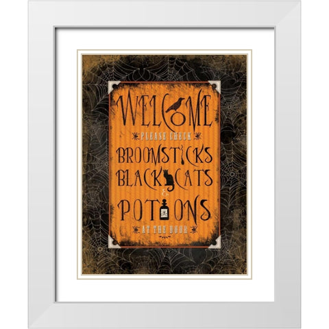 Welcome   White Modern Wood Framed Art Print with Double Matting by Marrott, Stephanie