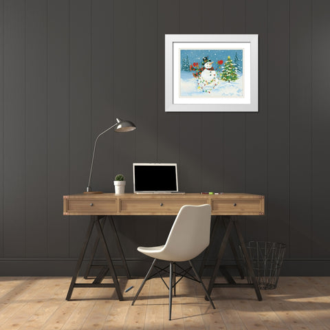 Snowman II White Modern Wood Framed Art Print with Double Matting by Marrott, Stephanie
