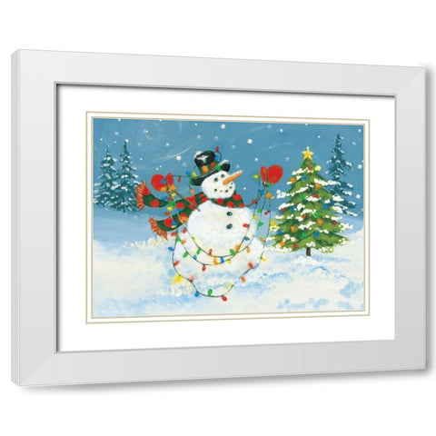 Snowman II White Modern Wood Framed Art Print with Double Matting by Marrott, Stephanie