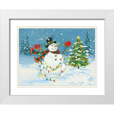 Snowman II White Modern Wood Framed Art Print with Double Matting by Marrott, Stephanie
