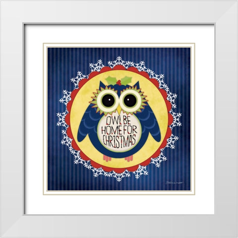 Owl Holiday II White Modern Wood Framed Art Print with Double Matting by Marrott, Stephanie