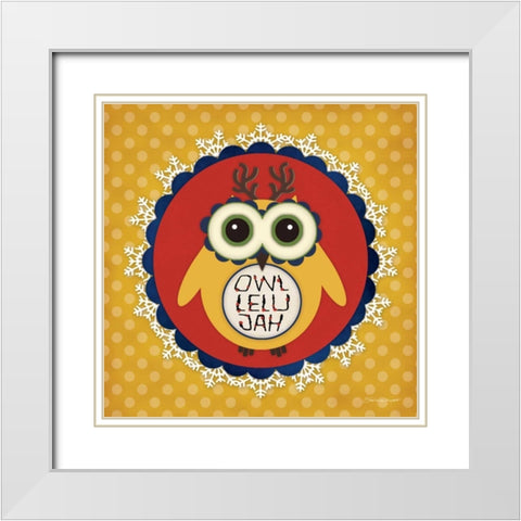 Owl Holiday III White Modern Wood Framed Art Print with Double Matting by Marrott, Stephanie