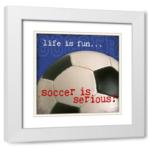 Soccer White Modern Wood Framed Art Print with Double Matting by Marrott, Stephanie