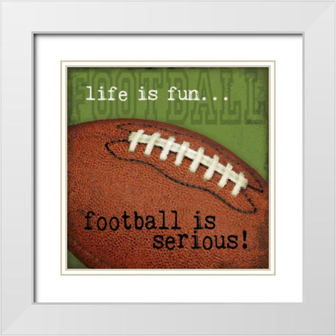 Football White Modern Wood Framed Art Print with Double Matting by Marrott, Stephanie
