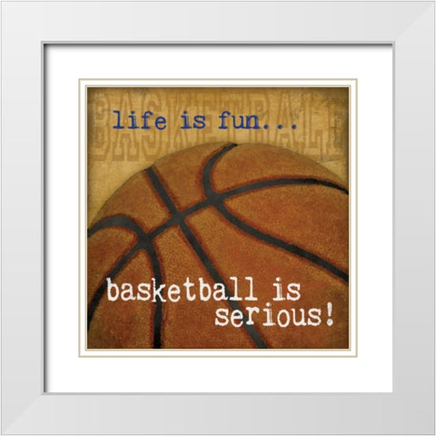 Basketball White Modern Wood Framed Art Print with Double Matting by Marrott, Stephanie