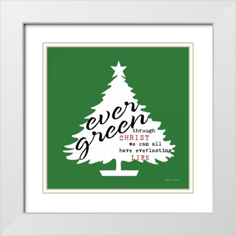 Everlasting - Green White Modern Wood Framed Art Print with Double Matting by Marrott, Stephanie