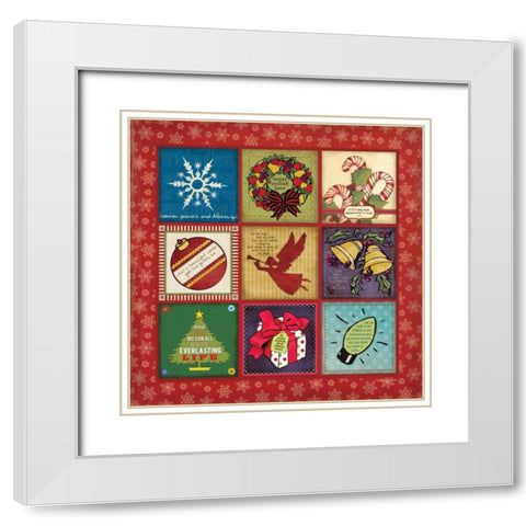 Christmas Symbols Patch White Modern Wood Framed Art Print with Double Matting by Marrott, Stephanie