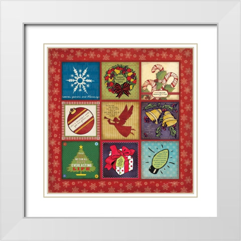 Christmas Symbols Patch White Modern Wood Framed Art Print with Double Matting by Marrott, Stephanie