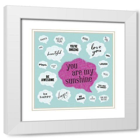 Inner Thoughts - Blue White Modern Wood Framed Art Print with Double Matting by Marrott, Stephanie