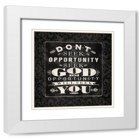 Seek God BandW White Modern Wood Framed Art Print with Double Matting by Marrott, Stephanie