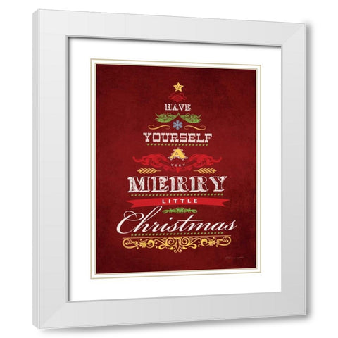 Merry Christmas White Modern Wood Framed Art Print with Double Matting by Marrott, Stephanie