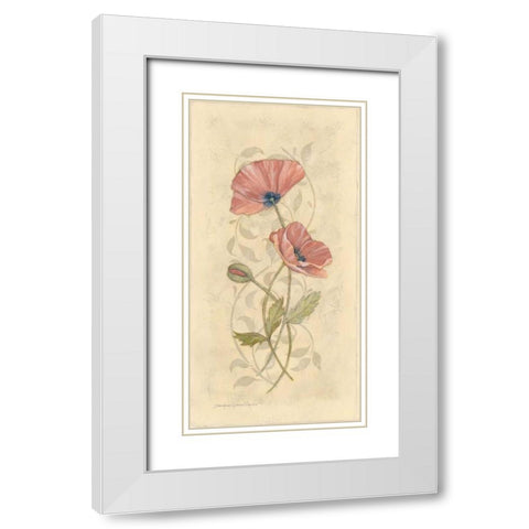 Poppy II White Modern Wood Framed Art Print with Double Matting by Marrott, Stephanie