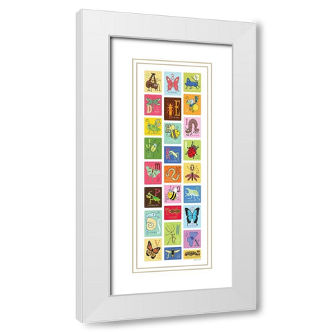 Bug Alphabet White Modern Wood Framed Art Print with Double Matting by Marrott, Stephanie