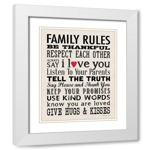 Family Rules White Modern Wood Framed Art Print with Double Matting by Marrott, Stephanie