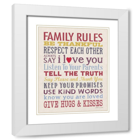 Family Rules White Modern Wood Framed Art Print with Double Matting by Marrott, Stephanie
