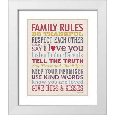 Family Rules White Modern Wood Framed Art Print with Double Matting by Marrott, Stephanie