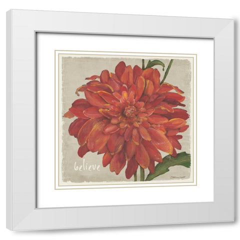 Believe Floral White Modern Wood Framed Art Print with Double Matting by Marrott, Stephanie
