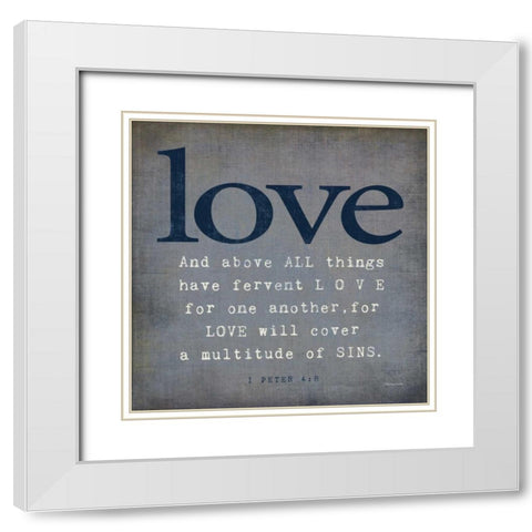 Love White Modern Wood Framed Art Print with Double Matting by Marrott, Stephanie