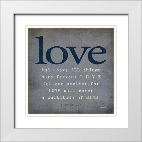 Love White Modern Wood Framed Art Print with Double Matting by Marrott, Stephanie