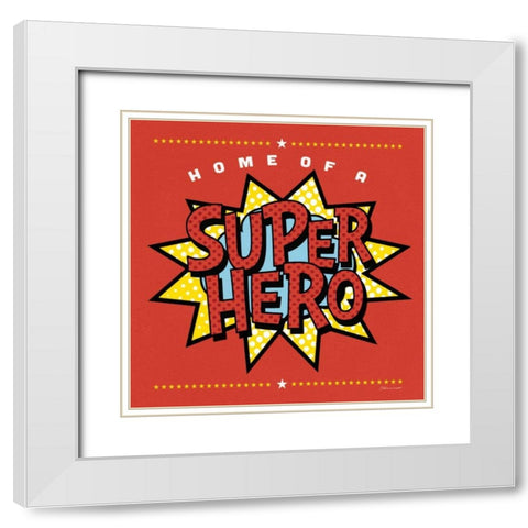 Superhero Girl White Modern Wood Framed Art Print with Double Matting by Marrott, Stephanie