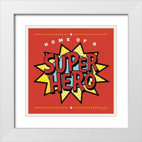 Superhero Girl White Modern Wood Framed Art Print with Double Matting by Marrott, Stephanie