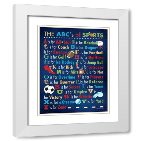 ABCs Of Sports White Modern Wood Framed Art Print with Double Matting by Marrott, Stephanie