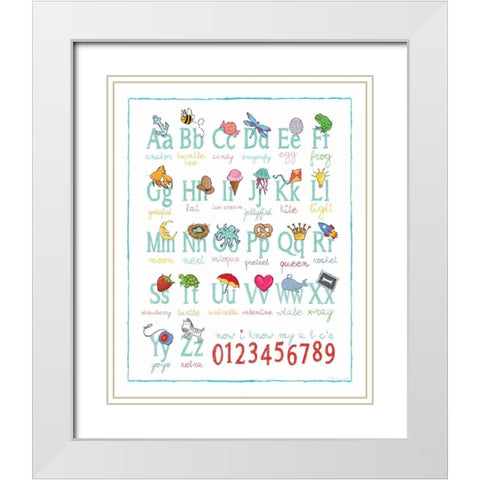 Alphabet On White White Modern Wood Framed Art Print with Double Matting by Marrott, Stephanie