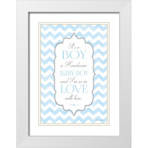 Baby Boy White Modern Wood Framed Art Print with Double Matting by Marrott, Stephanie