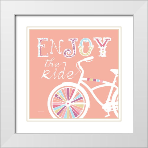 Enjoy The Ride White Modern Wood Framed Art Print with Double Matting by Marrott, Stephanie