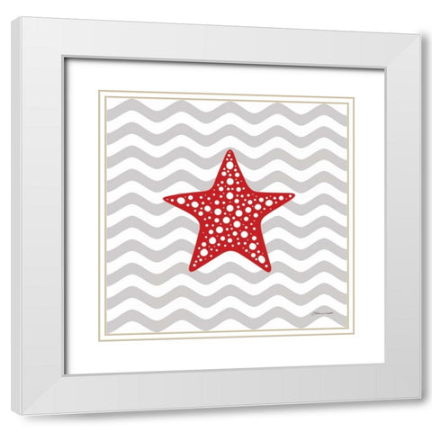 Starfish White Modern Wood Framed Art Print with Double Matting by Marrott, Stephanie
