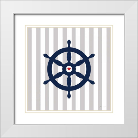 Ship Wheel White Modern Wood Framed Art Print with Double Matting by Marrott, Stephanie