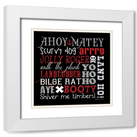Pirate Speak White Modern Wood Framed Art Print with Double Matting by Marrott, Stephanie