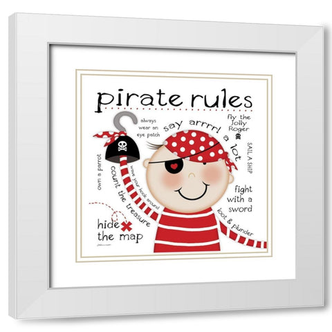 Pirate Rules White Modern Wood Framed Art Print with Double Matting by Marrott, Stephanie