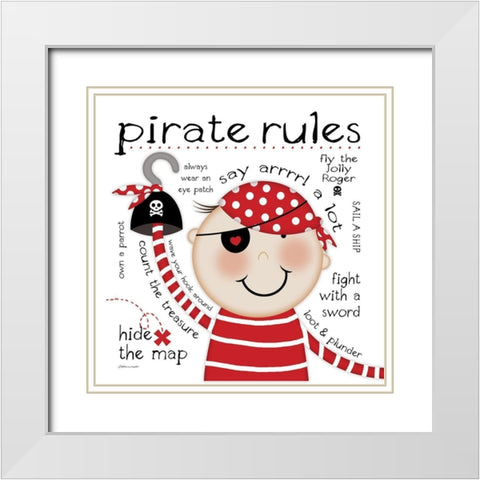 Pirate Rules White Modern Wood Framed Art Print with Double Matting by Marrott, Stephanie