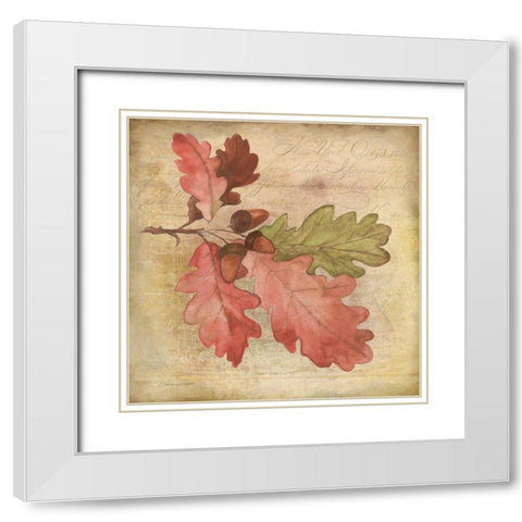 Oak Leaf 1 White Modern Wood Framed Art Print with Double Matting by Marrott, Stephanie